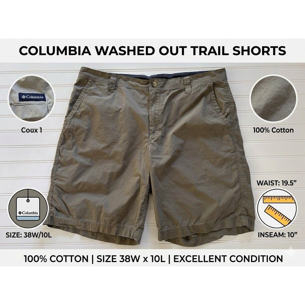 Columbia Men's Gray Cotton Trail Shorts - Size 38